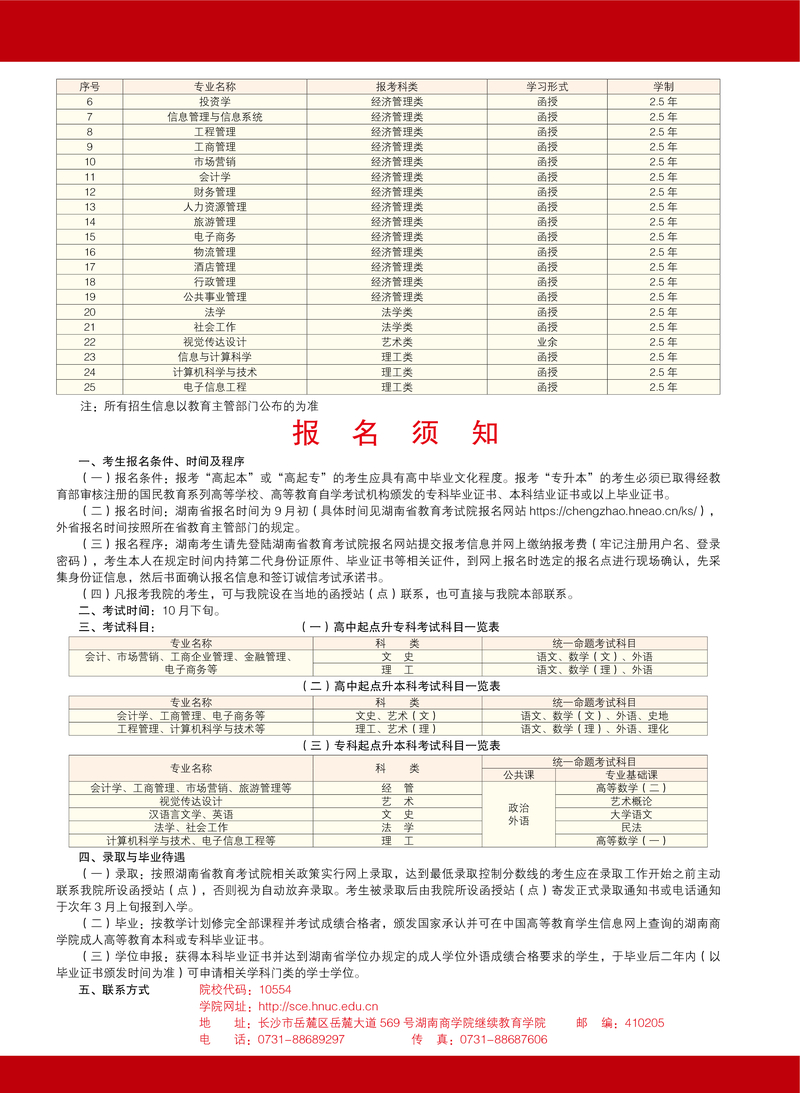 湖南工商大学报名条件